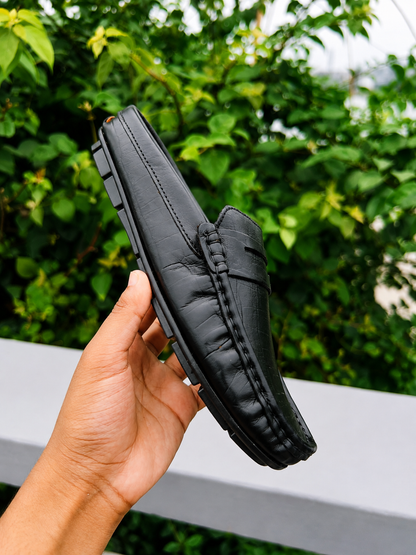 Cow Leather Crocodile Dice Half Shoe for men - OV-07